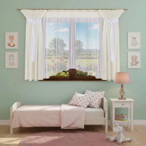 Komplet zasłon z kokardami + firana w łuk 300x160cm .jpeg